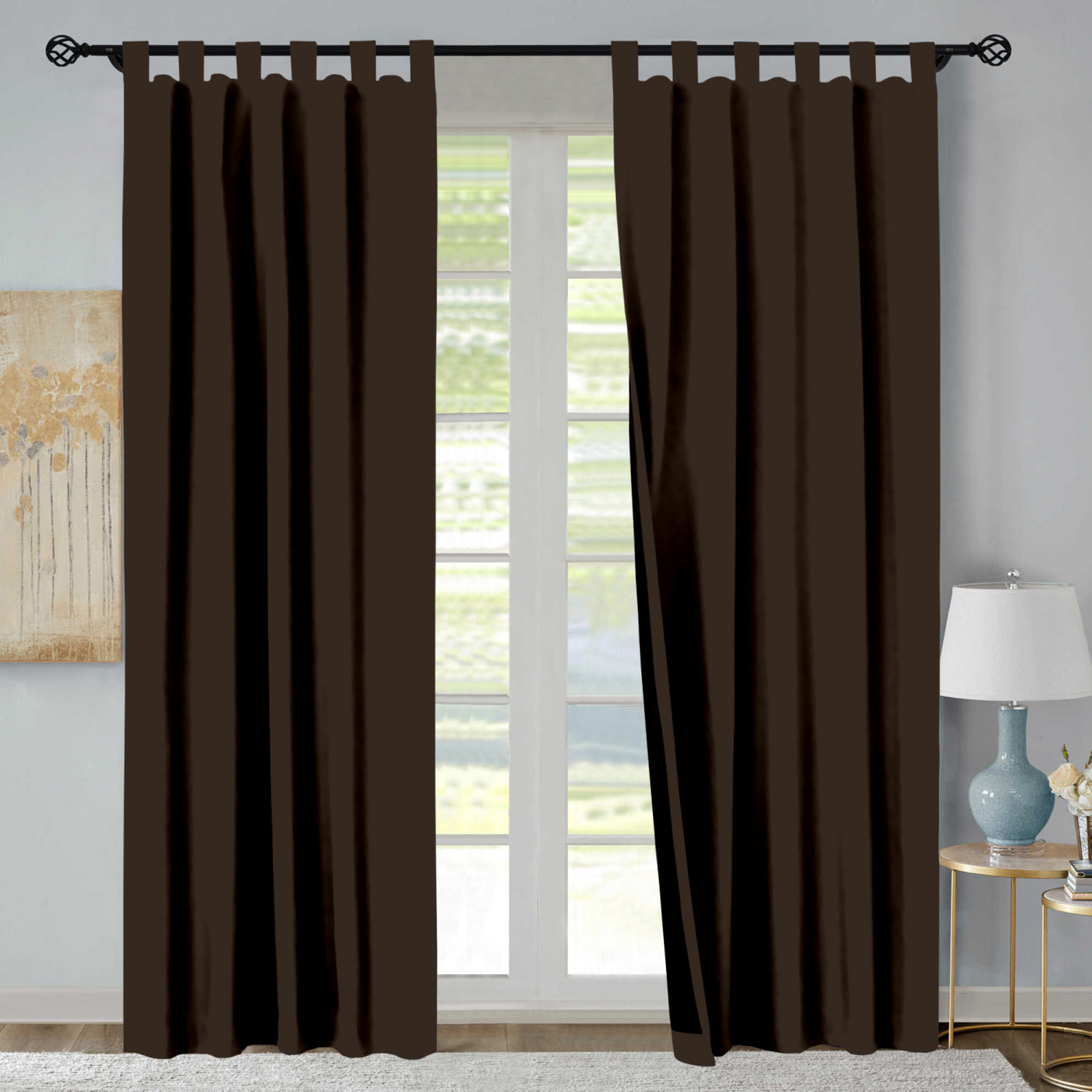 Tab Top Semi-Blackout & 100% Blackout Curtain 1 Piece - Cocoa Brown