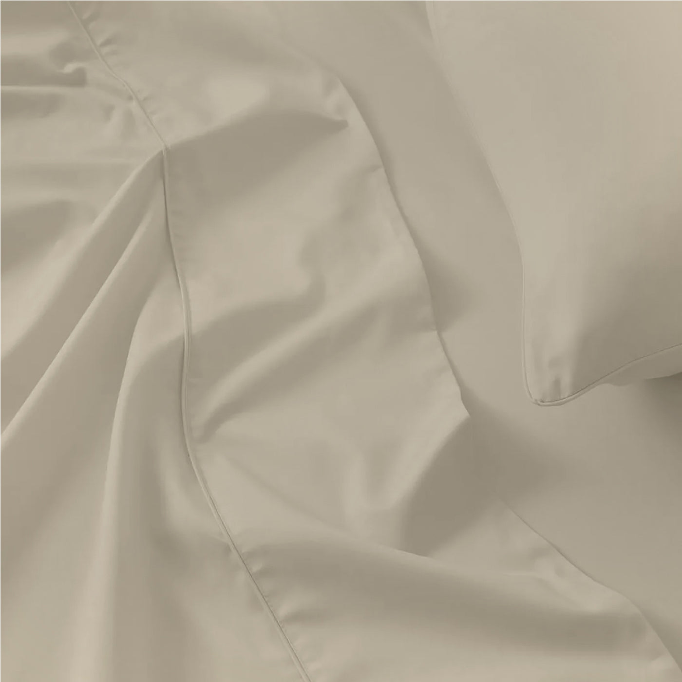 300 TC Egyptian Cotton 3 Piece Solid Flat Bed Sheet - Beige