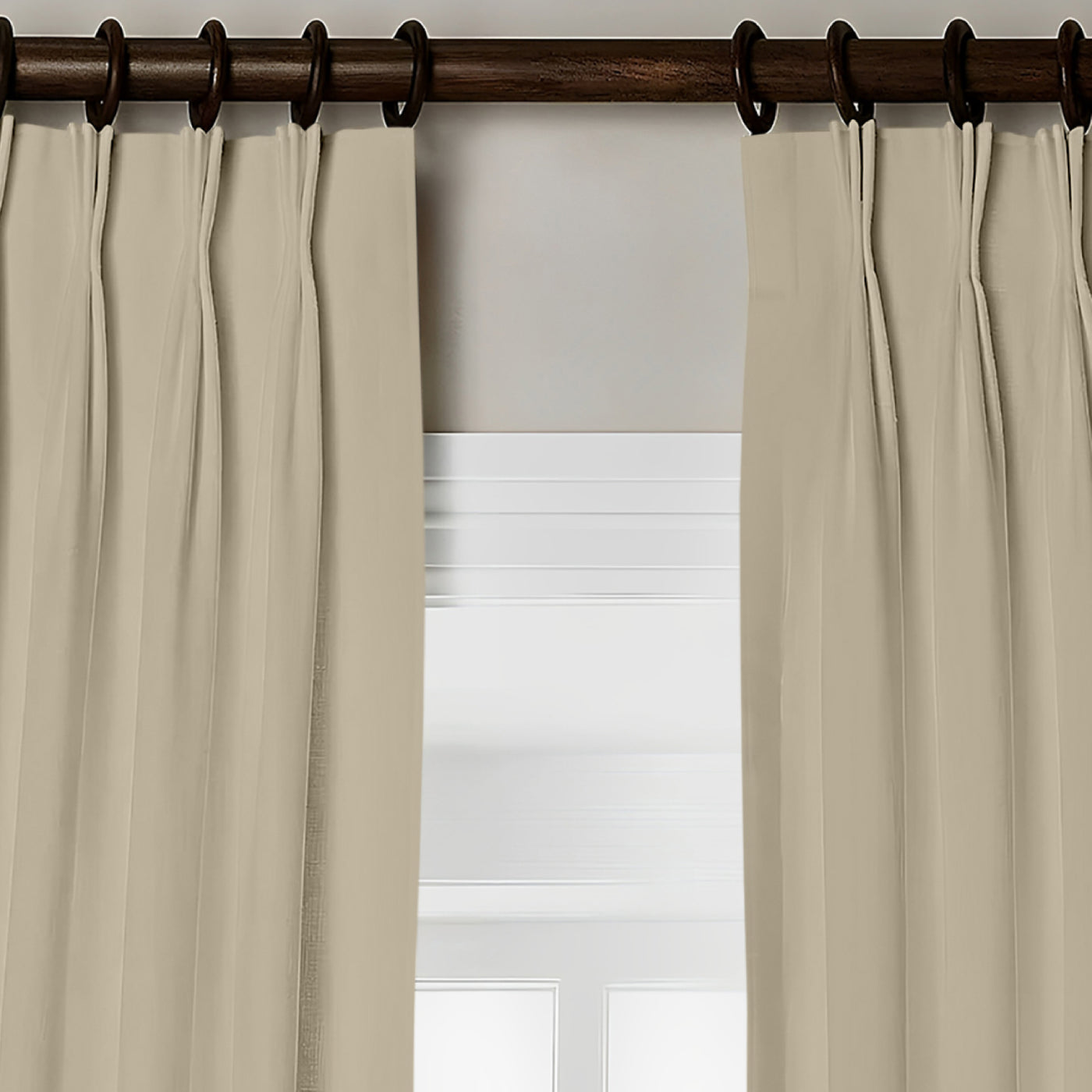 Triple Pinch Pleat Semi-Blackout Curtain 1 Piece - Beige