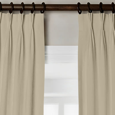 Triple Pinch Pleat Semi-Blackout Curtain 1 Piece - Beige