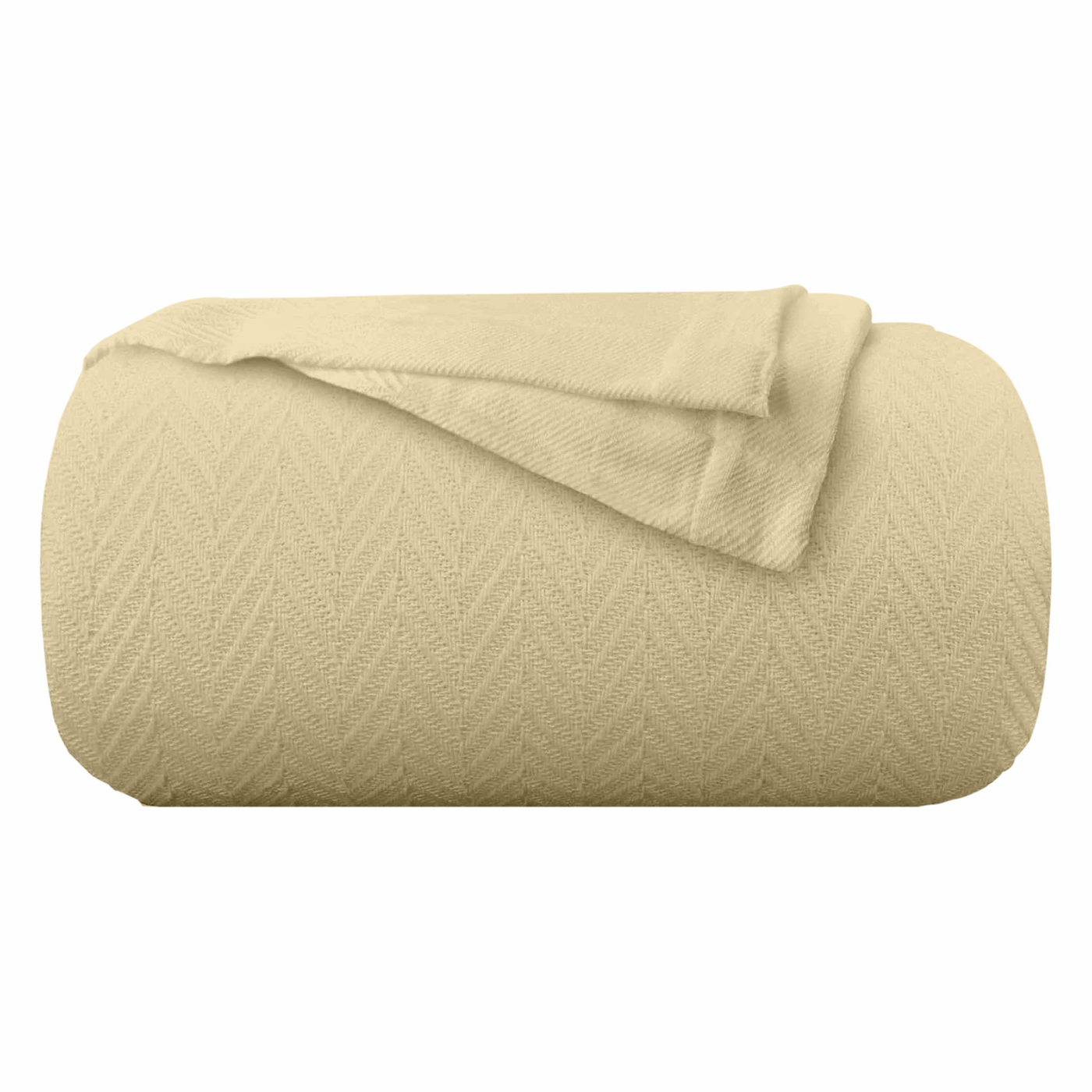Herringbone Weave Handwoven Blanket - Beige