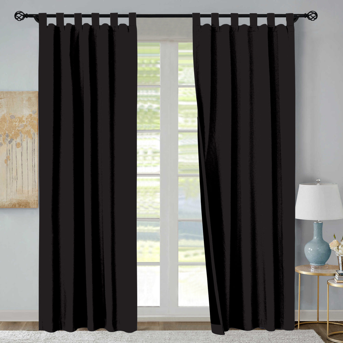 Tab Top 100% Blackout Curtain 1 Piece - Black