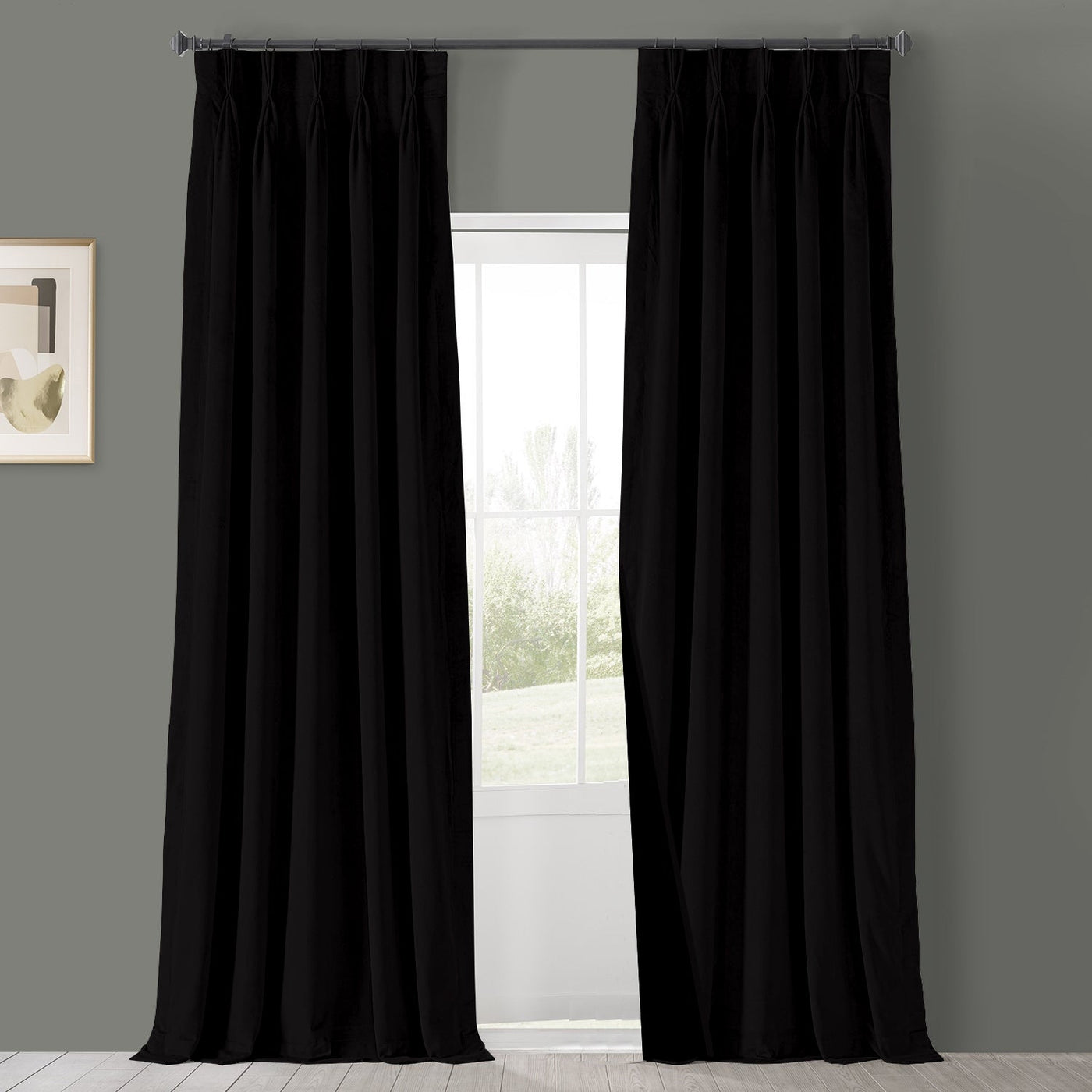 Triple Pinch Pleat 100% Blackout Curtain 1 Piece - Black