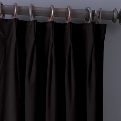 Double Pinch Pleat Semi-Blackout Curtain 1 Piece - Black