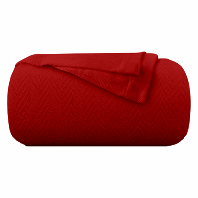 Herringbone Weave Handwoven Blanket - Blood Red