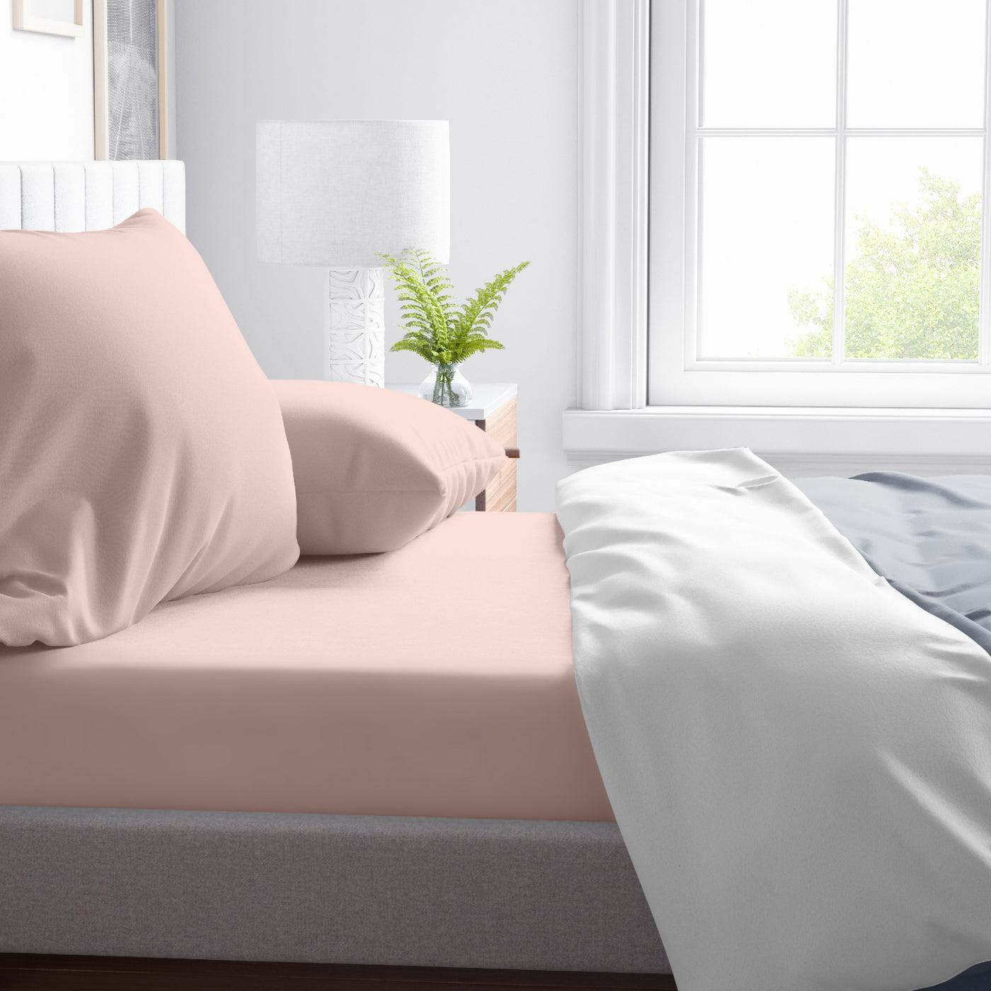 300 TC Egyptian Cotton Fitted Bed Sheet Set - Blush