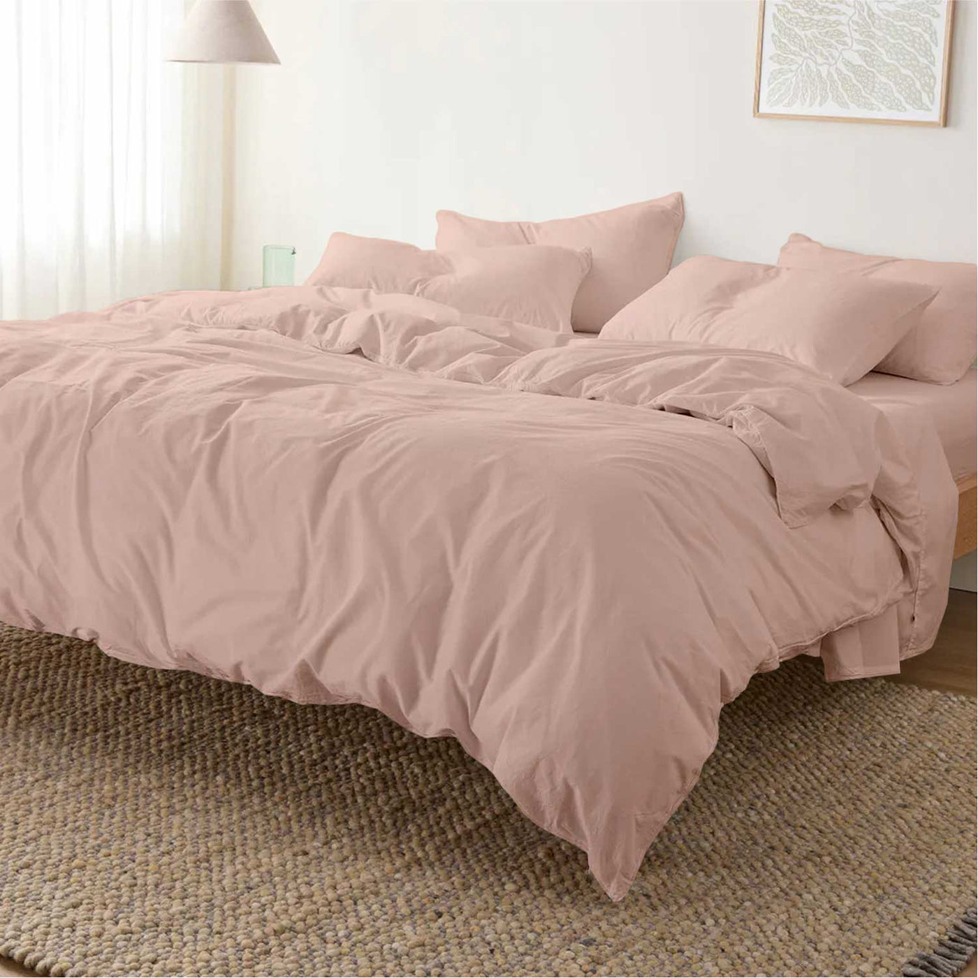 Solid 300 TC Egyptian Cotton Duvet Cover Set - Blush