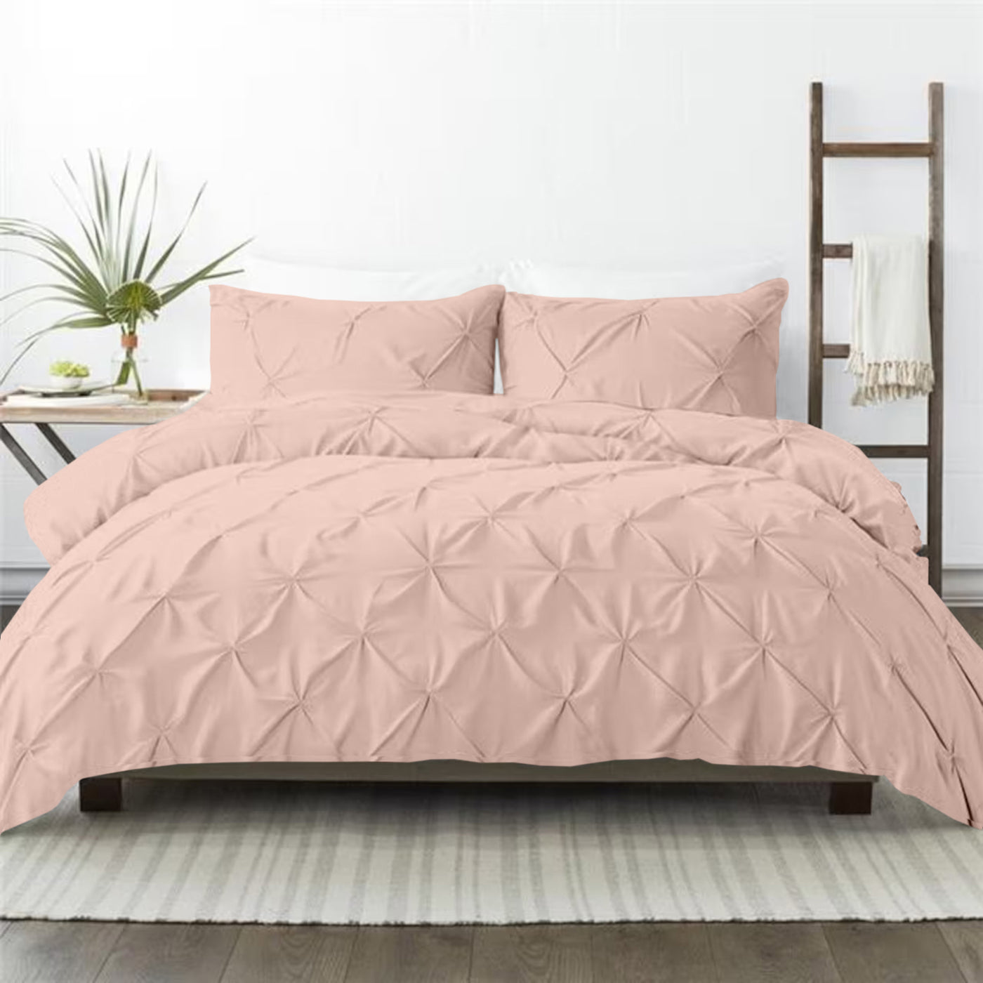 Pinch Pleated 300 TC Egyptian Cotton Duvet Cover Set - Blush