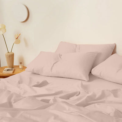 300 TC Egyptian Cotton 3 Piece Solid Flat Bed Sheet - Blush