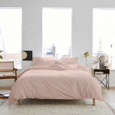 Solid 300 TC Egyptian Cotton Duvet Cover Set - Blush