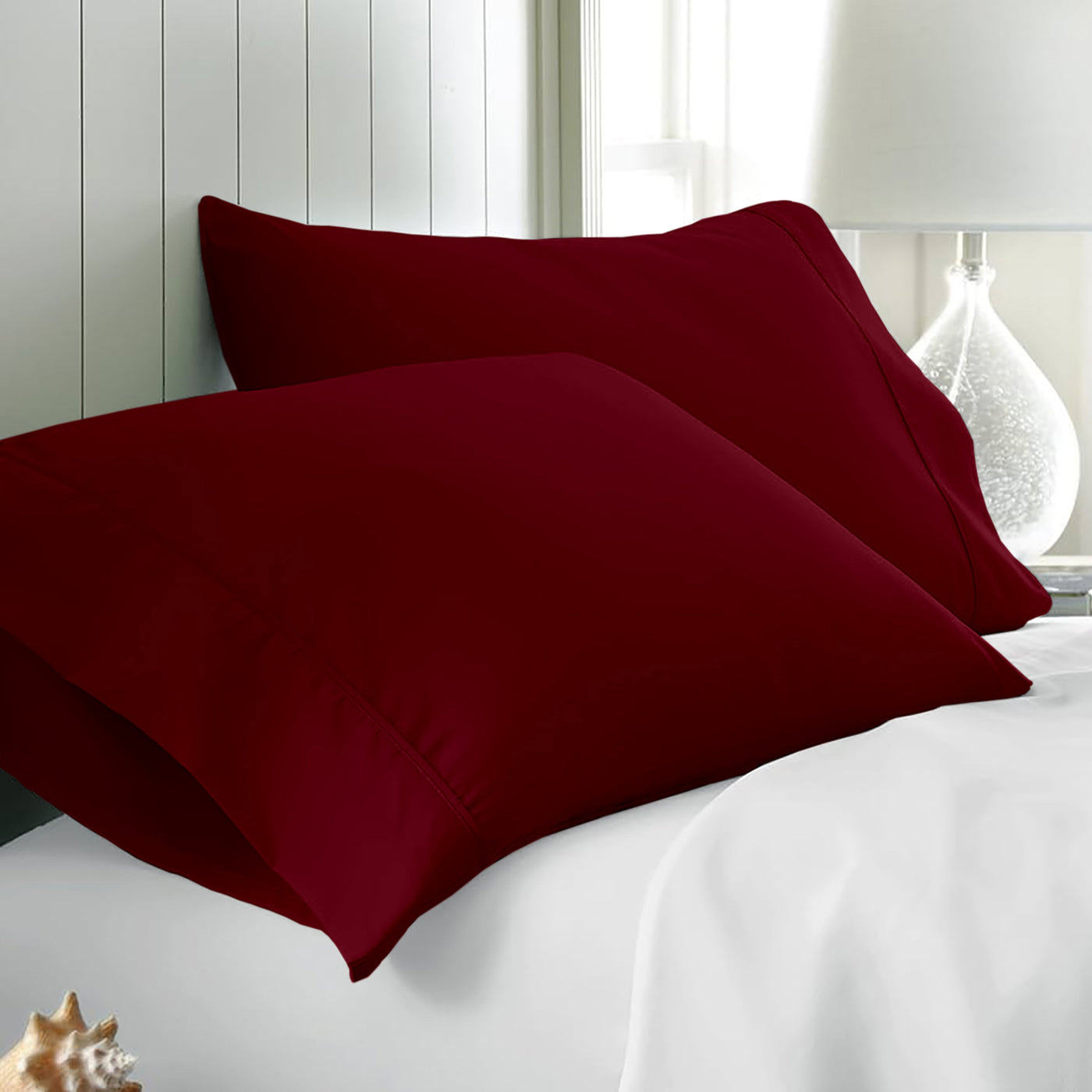 Set Of 2 - 300 TC Egyptian Cotton Pillow Covers - Burgundy