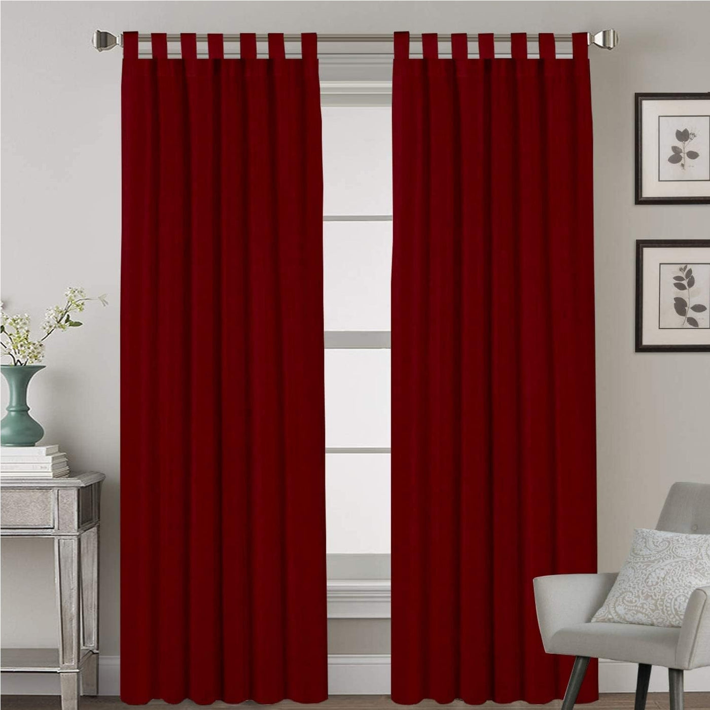 Tab Top Semi-Blackout Curtain 1 Piece - Burgundy