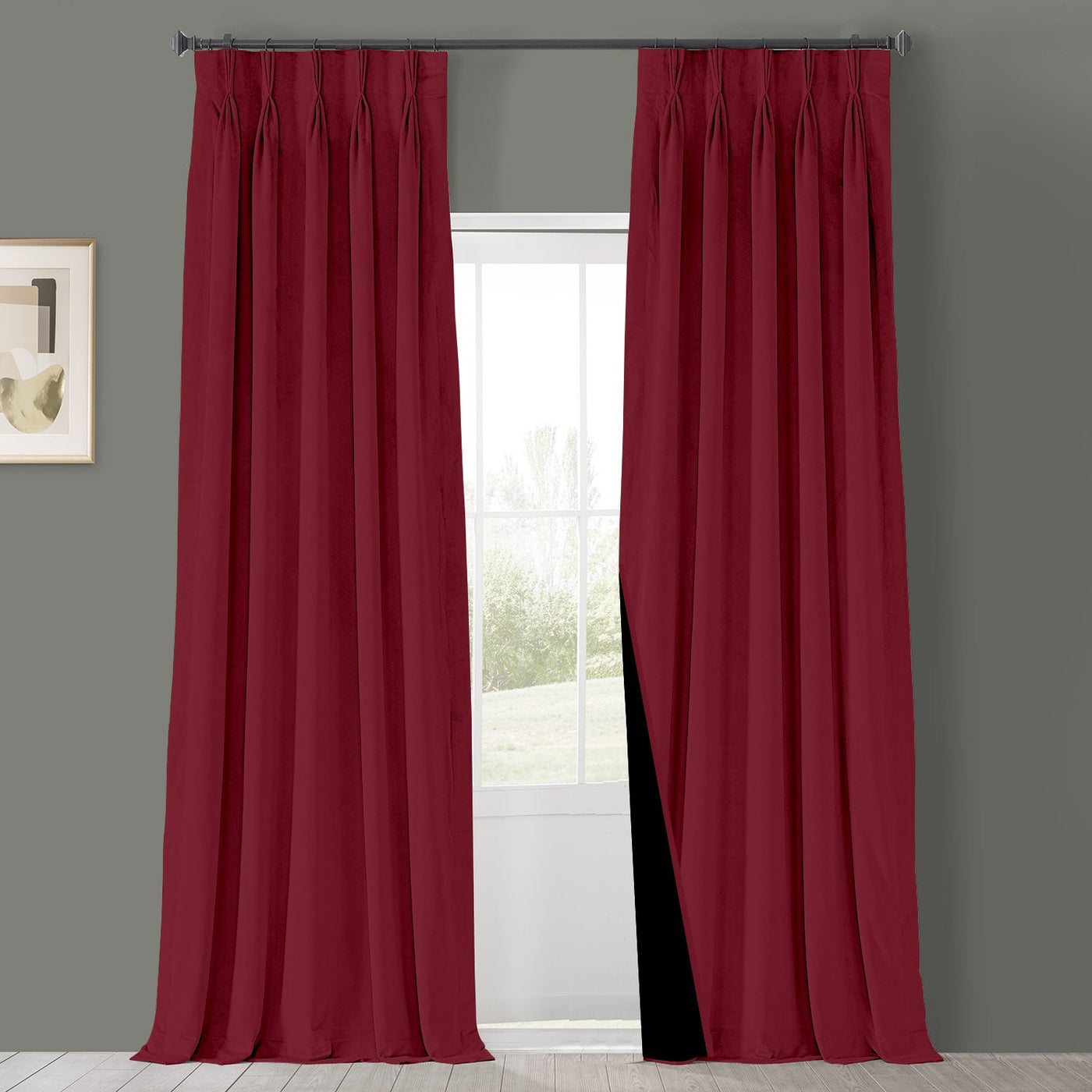 Triple Pinch Pleat 100% Blackout Curtain 1 Piece - Burgundy