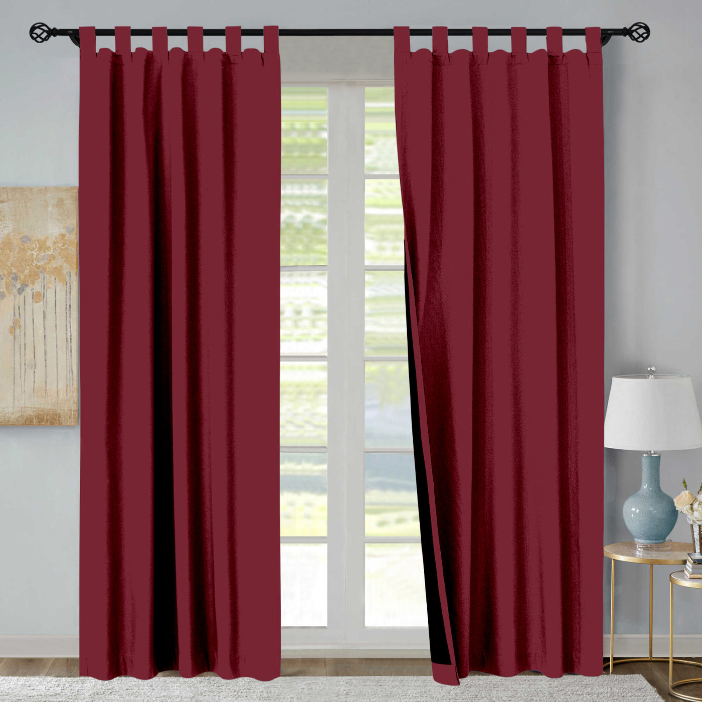 Tab Top 100% Blackout Curtain 1 Piece - Burgundy