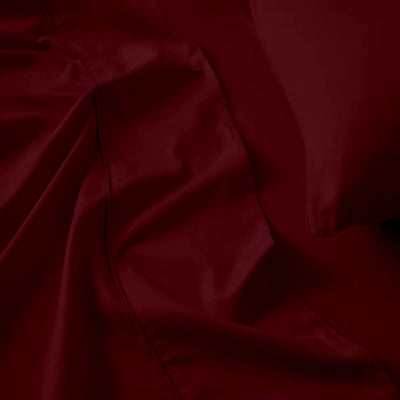 300 TC Egyptian Cotton 3 Piece Solid Flat Bed Sheet - Burgundy
