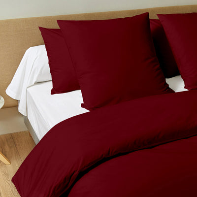 Solid 300 TC Egyptian Cotton Duvet Cover Set - Burgundy