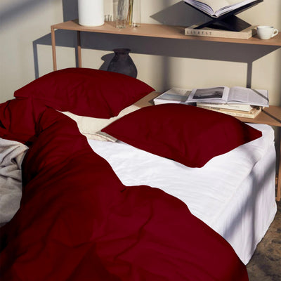 Solid 300 TC Egyptian Cotton Duvet Cover Set - Burgundy