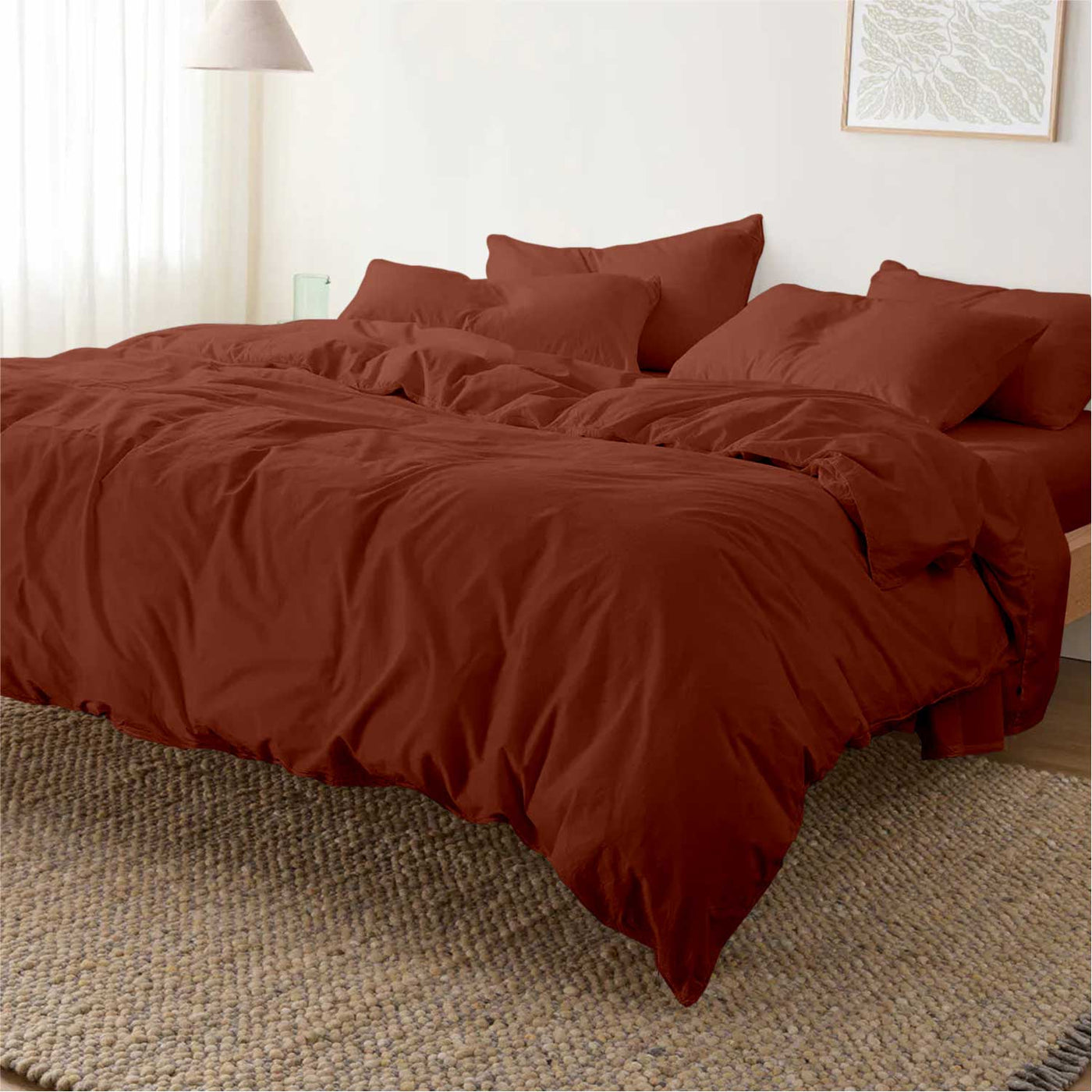 Solid 300 TC Egyptian Cotton Duvet Cover Set - Burnt Orange