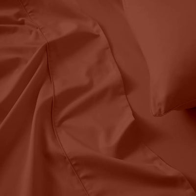 300 TC Egyptian Cotton 3 Piece Solid Flat Bed Sheet - Burnt Orange