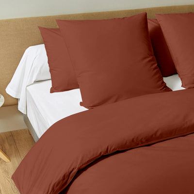 Solid 300 TC Egyptian Cotton Duvet Cover Set - Burnt Orange