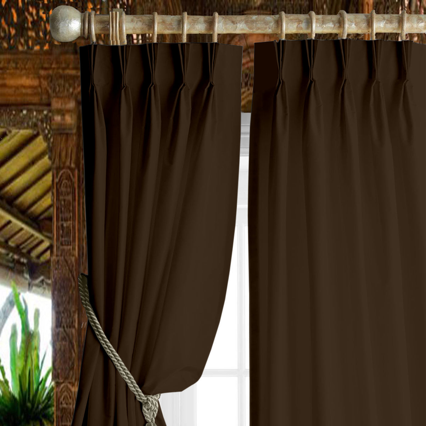 Triple Pinch Pleat Semi-Blackout Curtain 1 Piece - Cocoa Brown