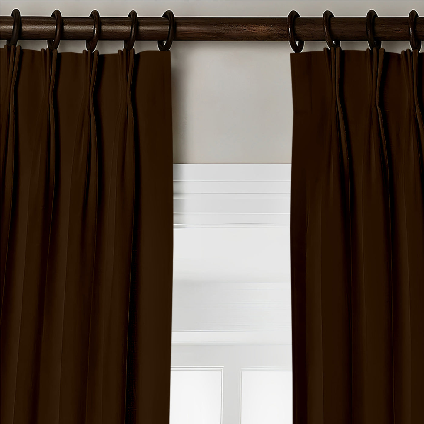 Triple Pinch Pleat Semi-Blackout & 100% Blackout Curtain 1 Piece - Cocoa Brown