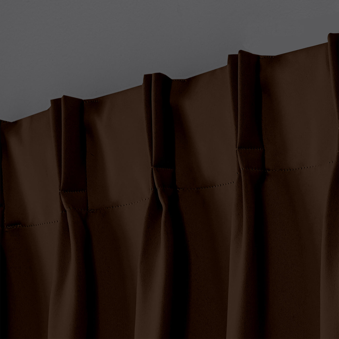 Double Pinch Pleat 100% Blackout Curtain 1 Piece - Cocoa Brown