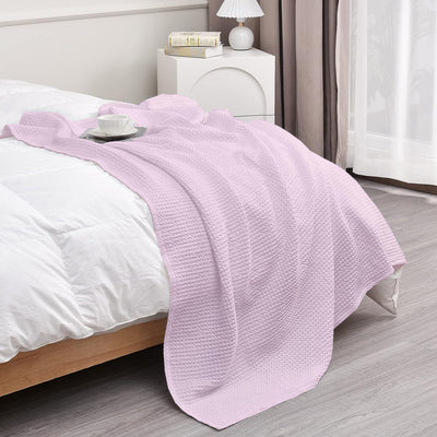 Waffle Weave Cotton Throw Blanket - Dusty Pink