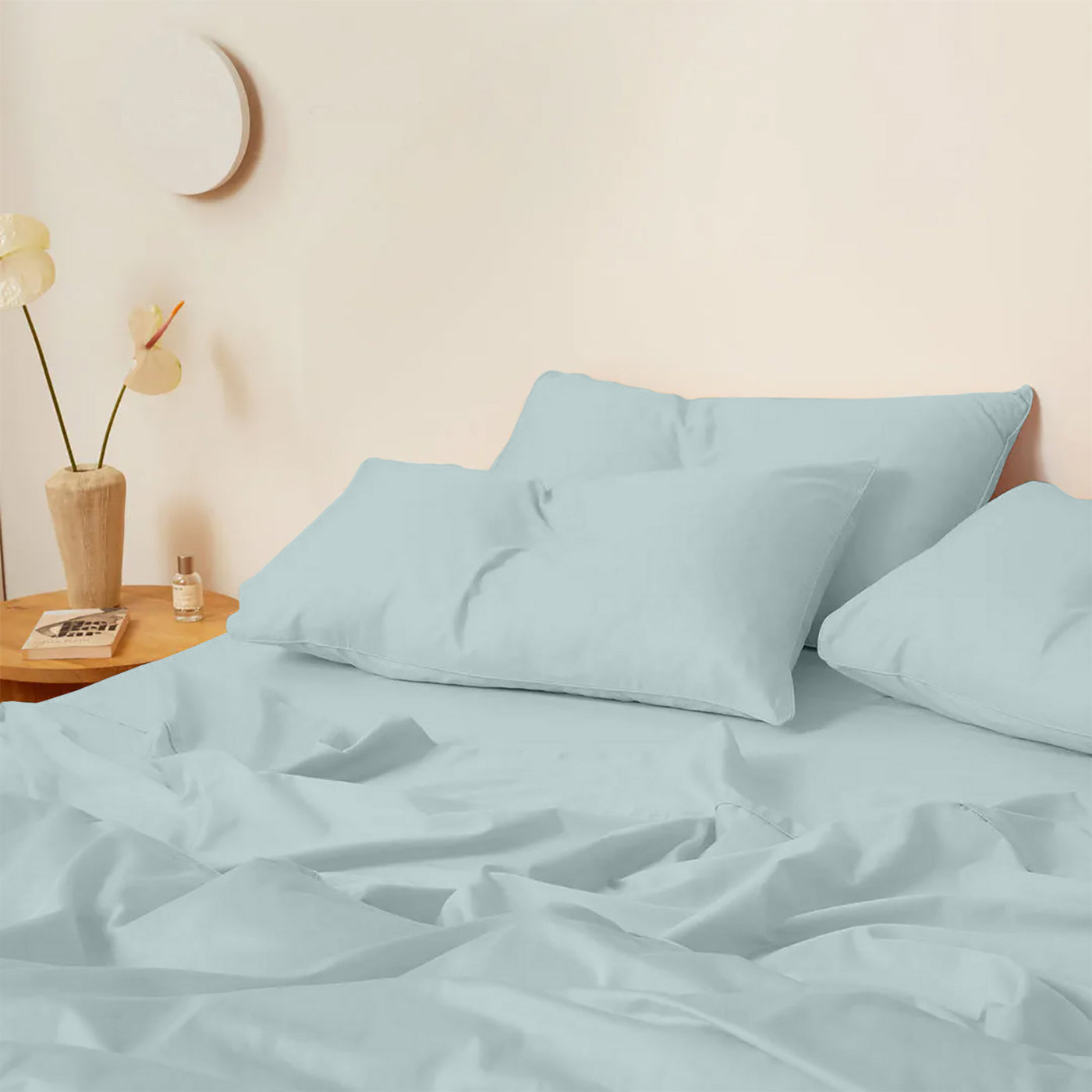 300 TC Egyptian Cotton 3 Piece Solid Flat Bed Sheet - Granite Green