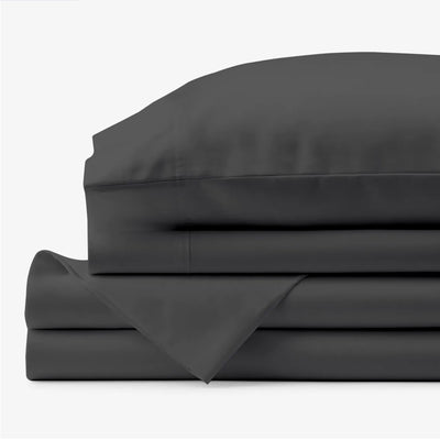 150 TC Pure Cotton 3 Pc Flat Bed Sheet Set - Bedding Basics Collection - Dark Grey