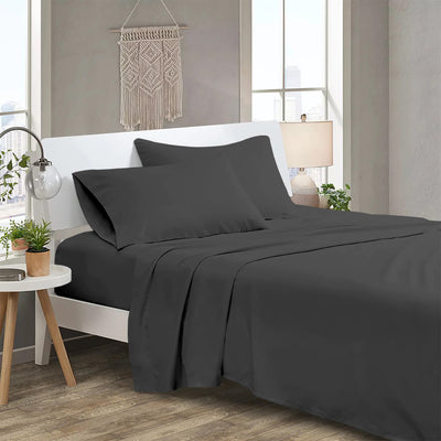 300 TC Egyptian Cotton 3 Piece Solid Flat Bed Sheet - Grey