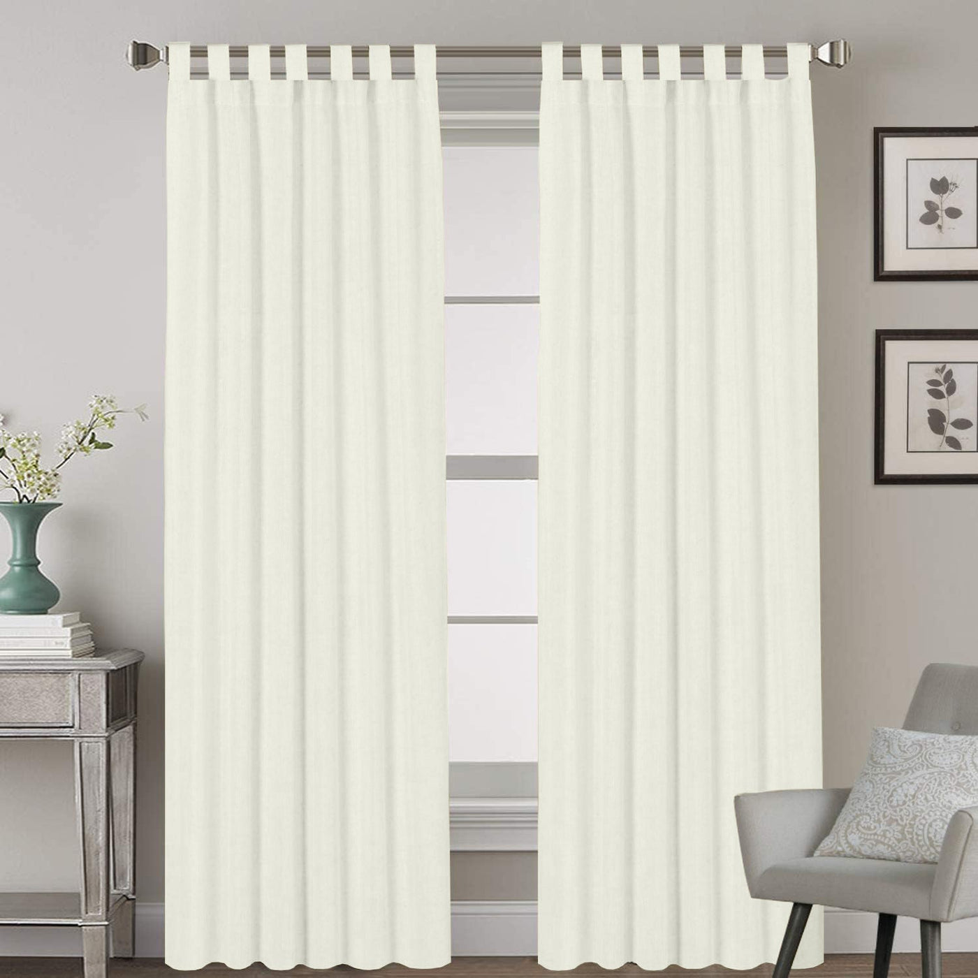 Tab Top Semi-Blackout Curtain 1 Piece - Ivory