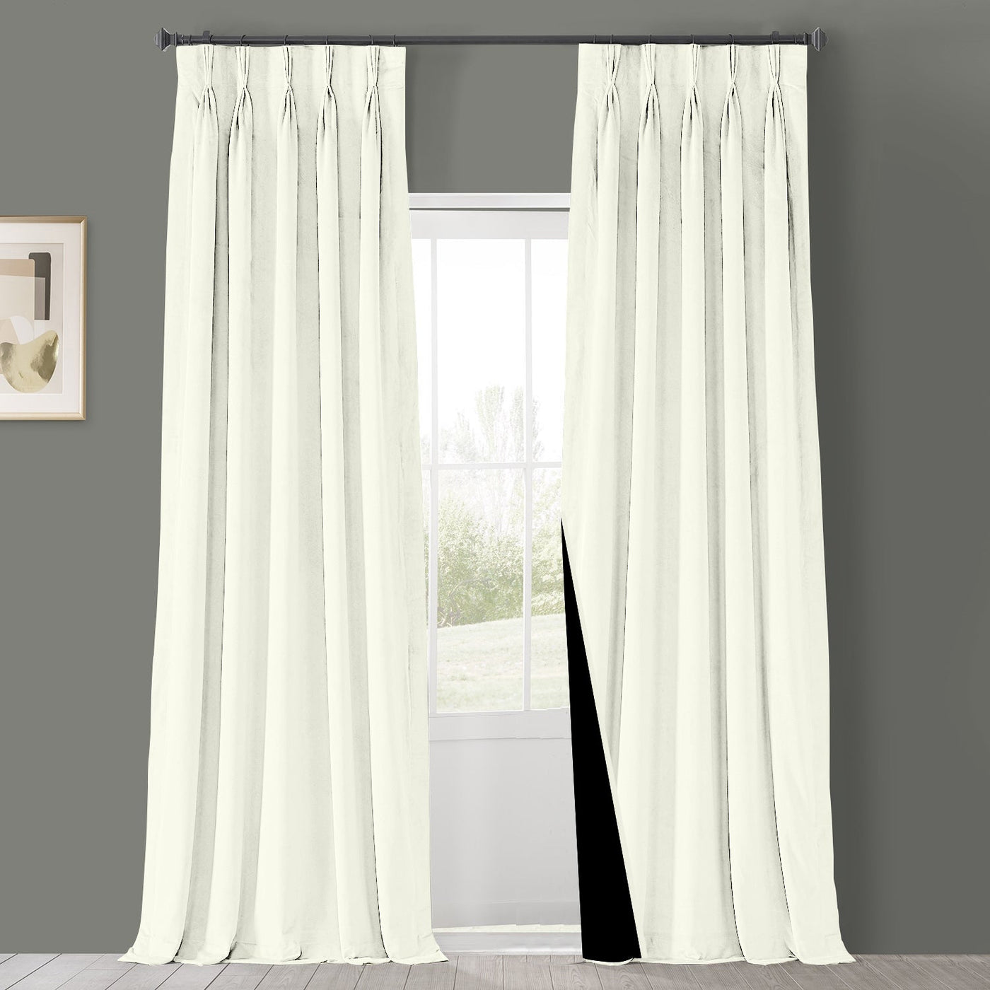 Triple Pinch Pleat 100% Blackout Curtain 1 Piece - Ivory