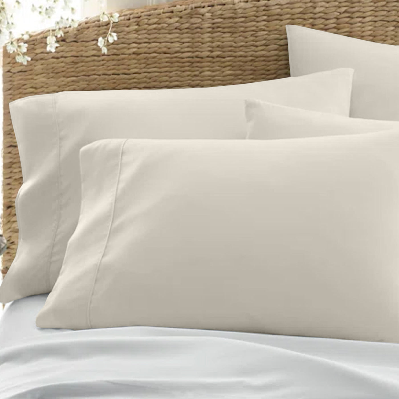 Set Of 2 - 300 TC Egyptian Cotton Pillow Covers - Ivory