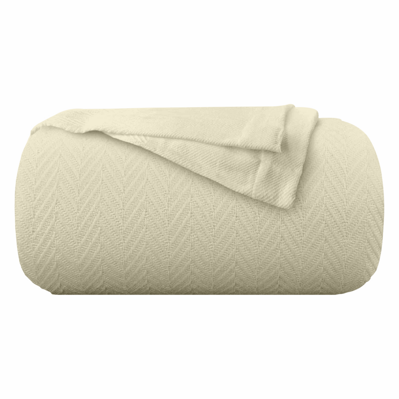 Herringbone Weave Handwoven Blanket - Ivory
