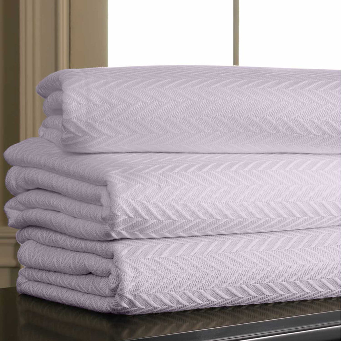 Herringbone Weave Handwoven Blanket - Lilac