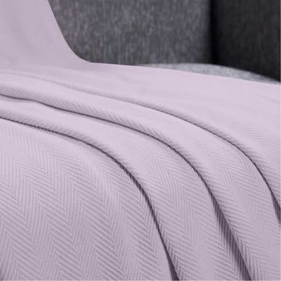 Herringbone Weave Handwoven Blanket - Lilac