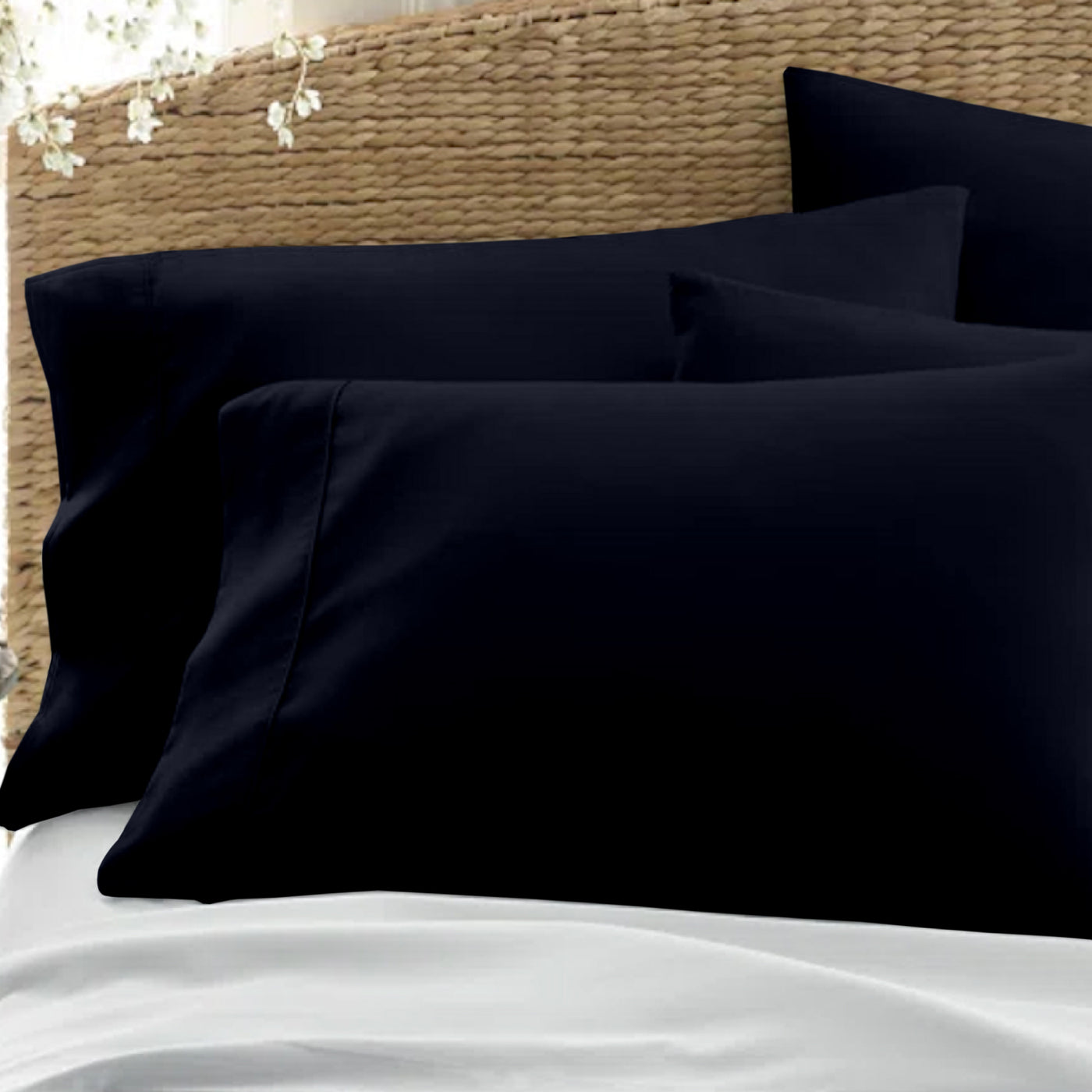 Set Of 2 - 300 TC Egyptian Cotton Pillow Covers - Navy Blue