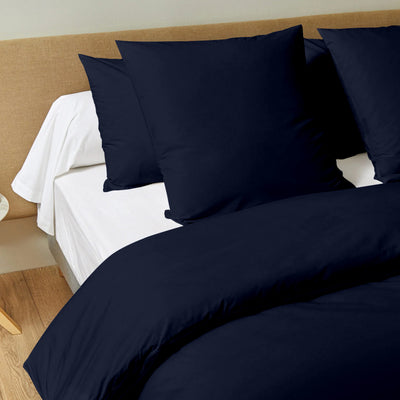 Solid 300 TC Egyptian Cotton Duvet Cover Set - Navy Blue