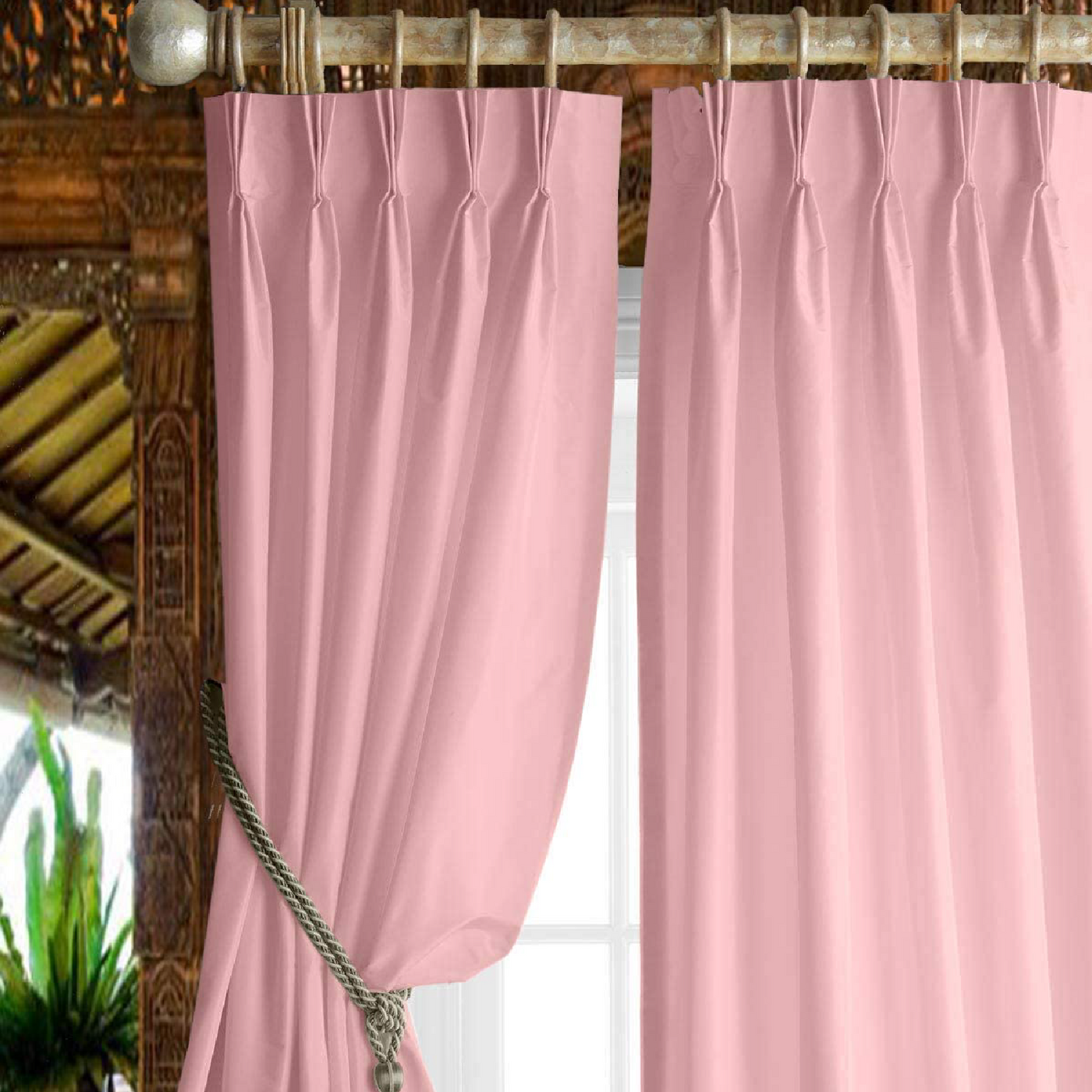 Triple Pinch Pleat Curtain 1 Piece - Pink