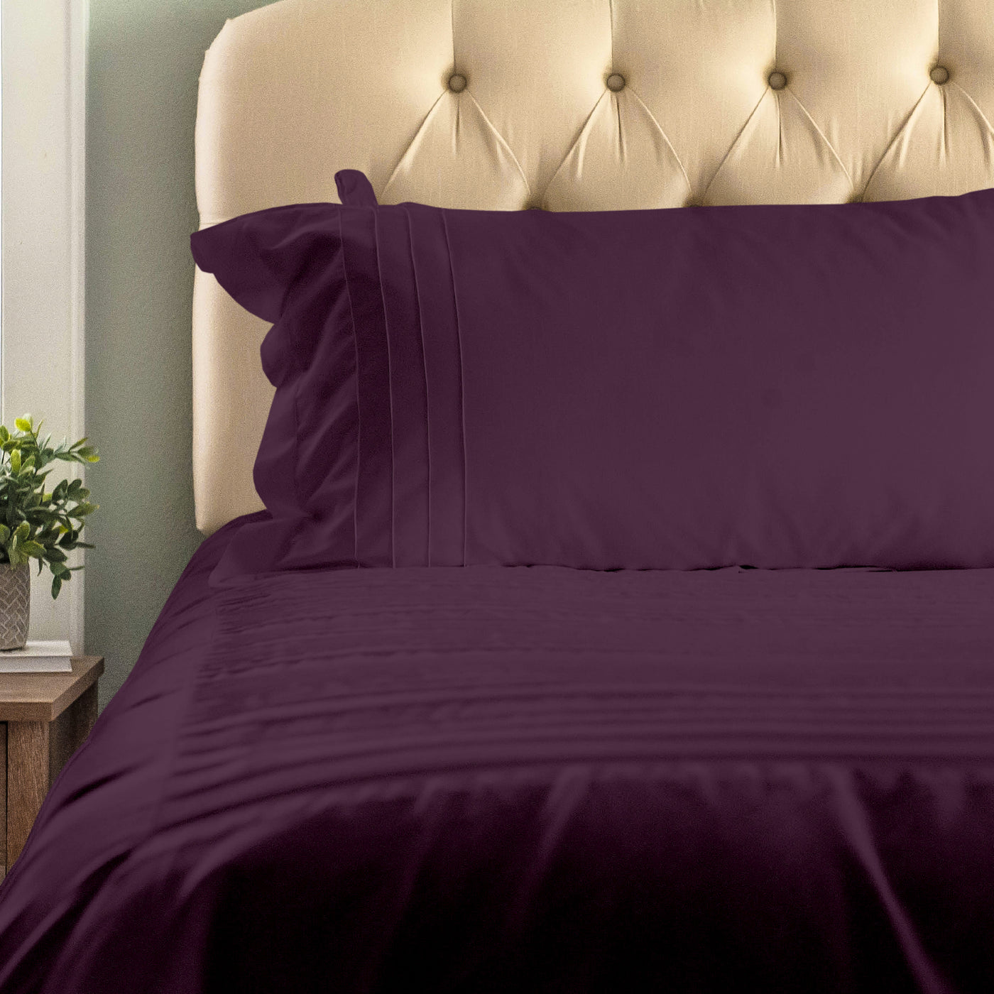 Moroccan Streak 300 TC Egyptian Cotton Duvet Cover Set - Plum