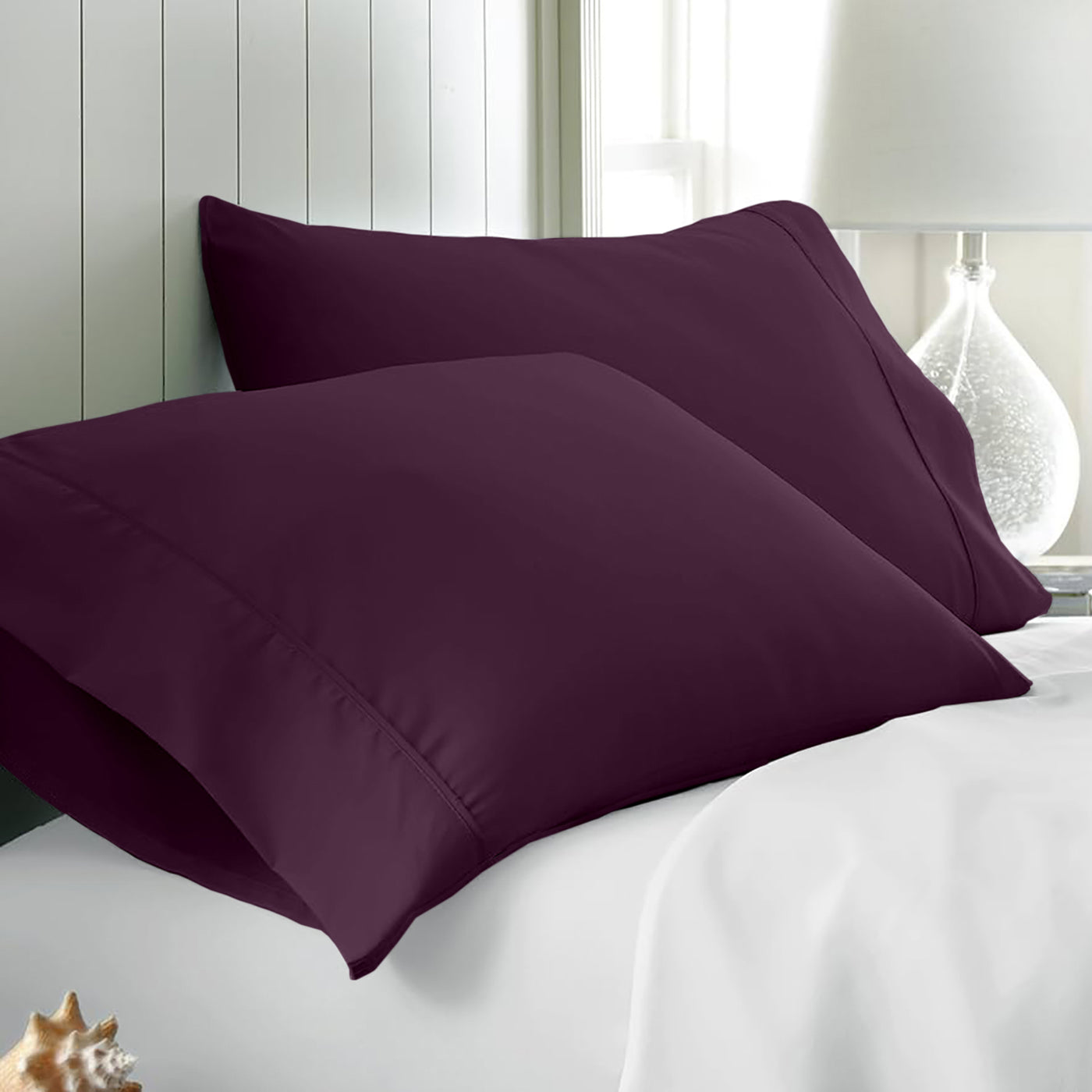 Set Of 2 - 300 TC Egyptian Cotton Pillow Covers - Plum