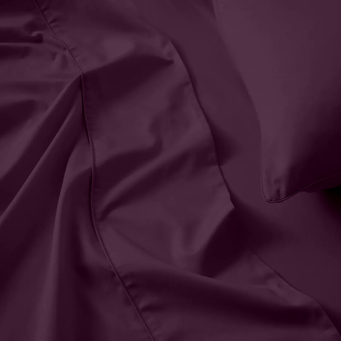 300 TC Egyptian Cotton 3 Piece Solid Flat Bed Sheet - Plum