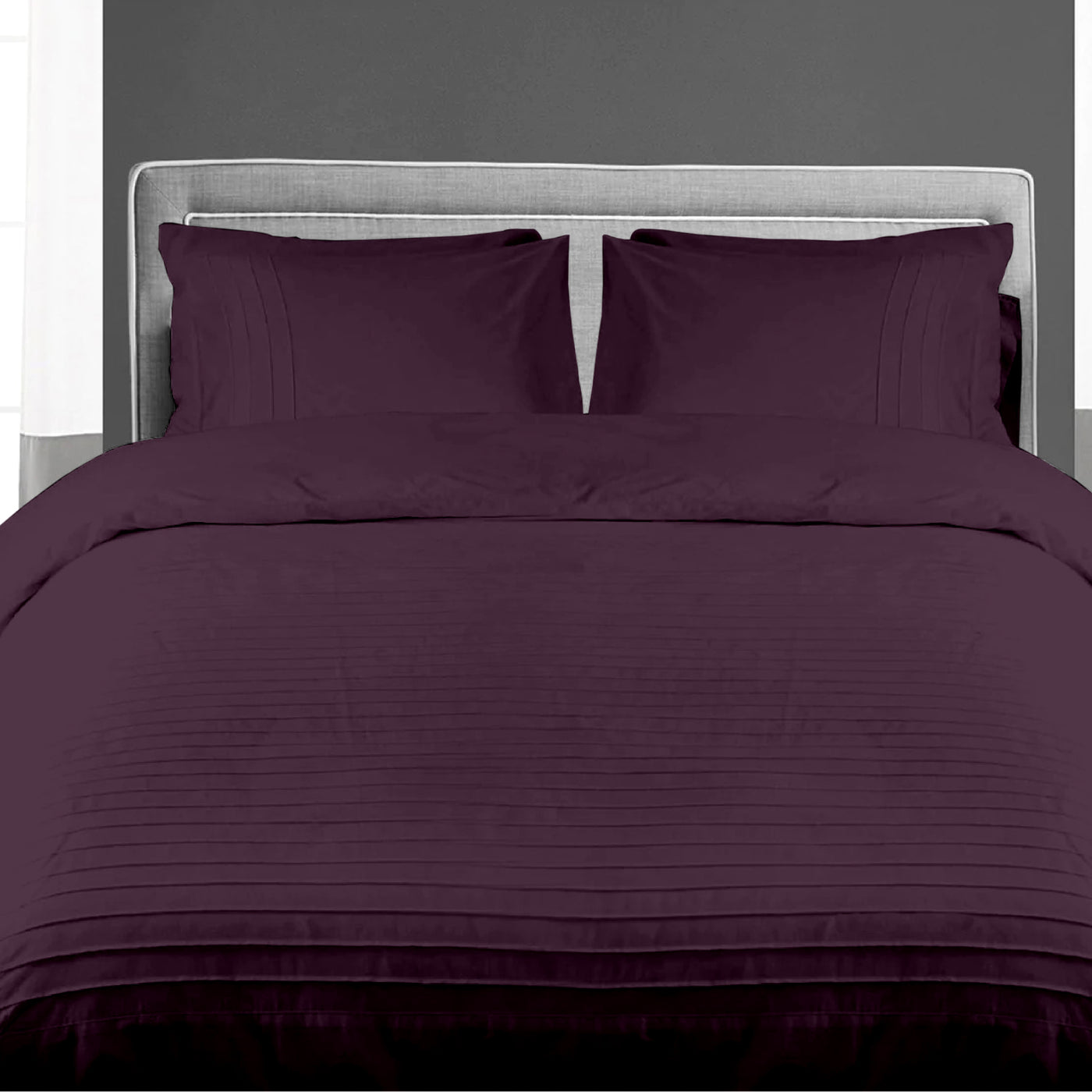 Moroccan Streak 300 TC Egyptian Cotton Duvet Cover Set - Plum