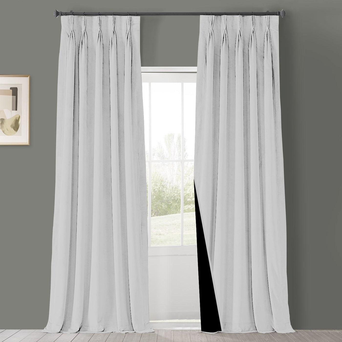 Triple Pinch Pleat 100% Blackout Curtain 1 Piece - Silver