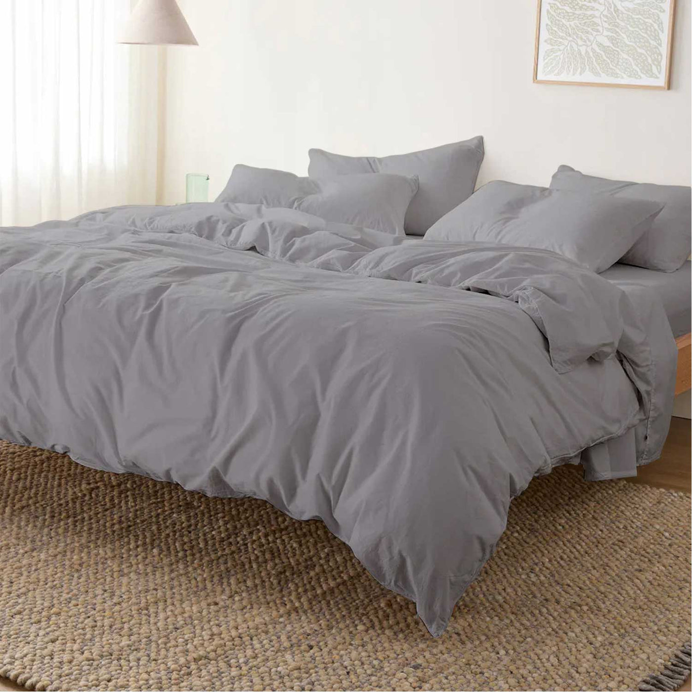 Solid 300 TC Egyptian Cotton Duvet Cover Set - Silver