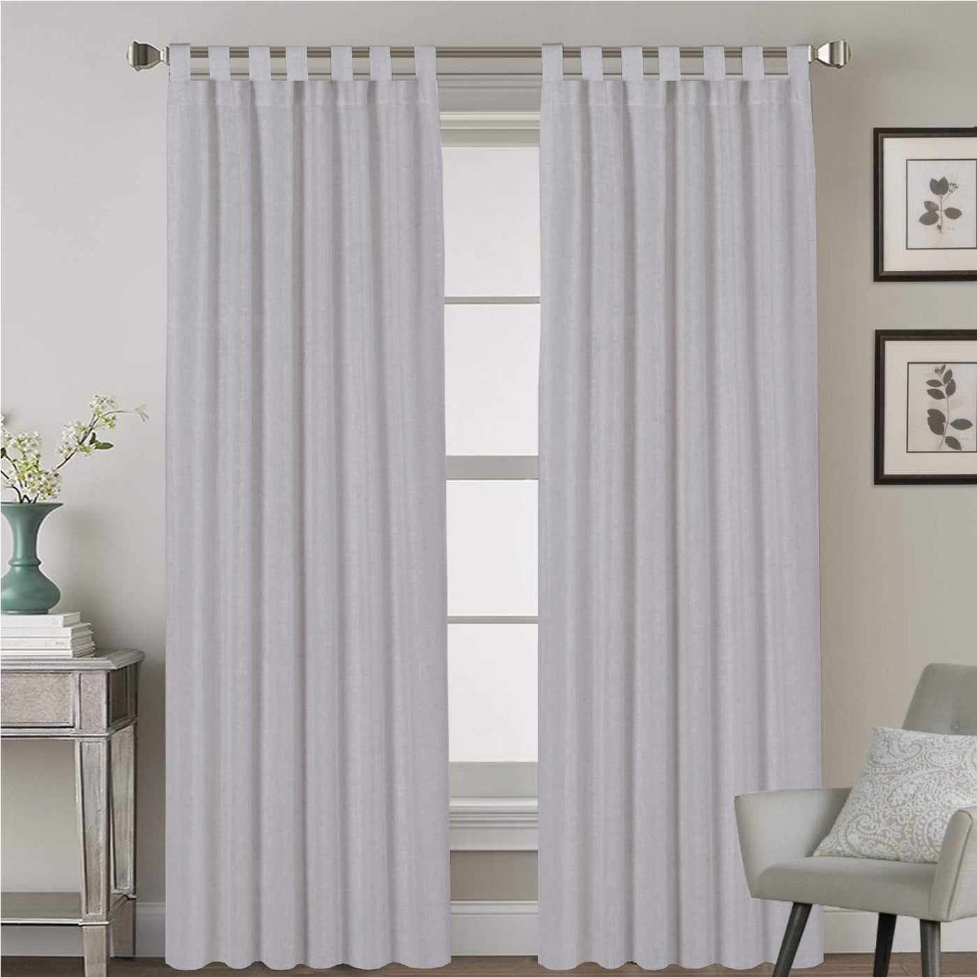 Tab Top Semi-Blackout Curtain 1 Piece - Silver