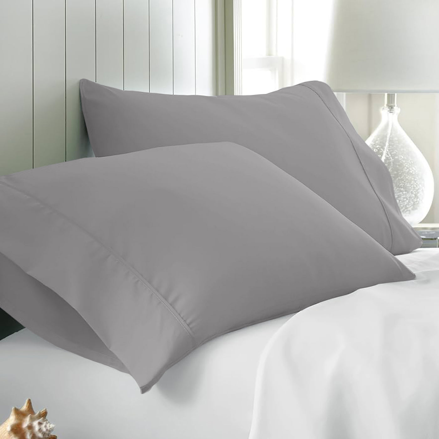 Set Of 2 - 300 TC Egyptian Cotton Pillow Covers - Silver