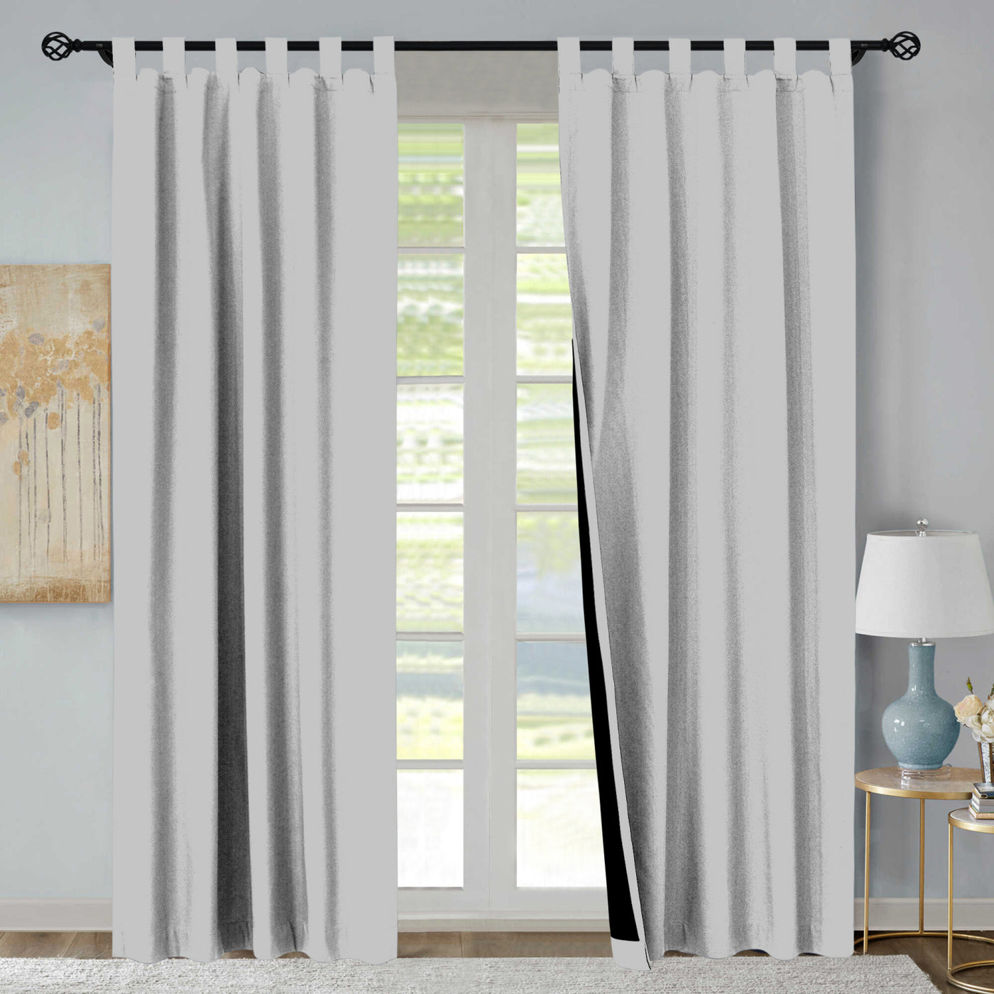 Tab Top 100% Blackout Curtain 1 Piece - Silver