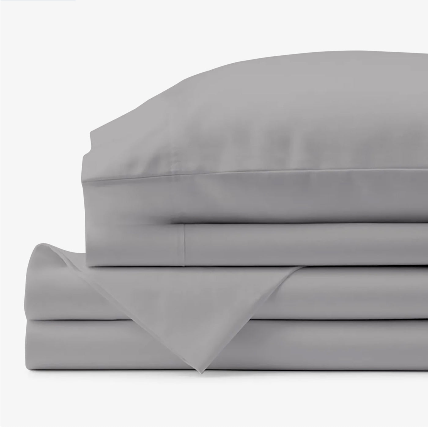 150 TC Pure Cotton 3 Pc Flat Bed Sheet Set - Bedding Basics Collection - Silver